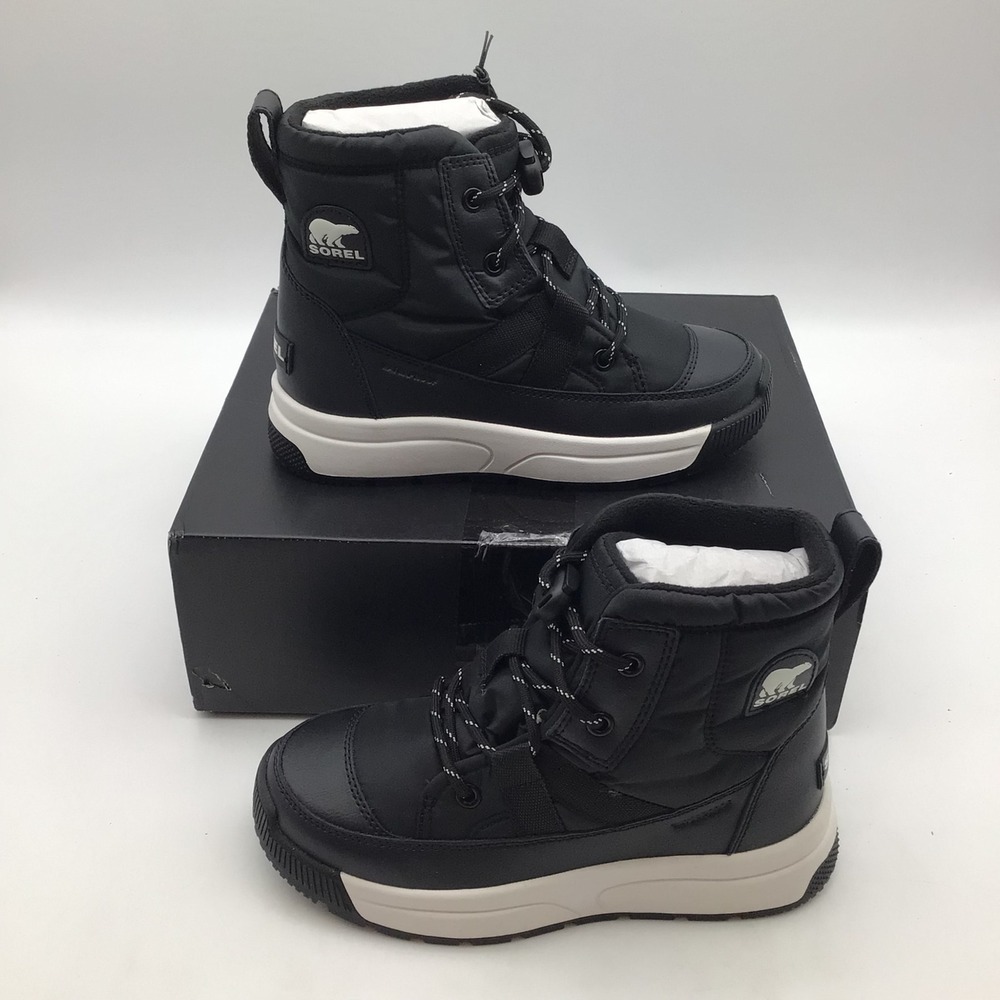 Sorel Youth Whitney III Size 3 Black Waterproof Insulated Boots NY5288-010 NEW